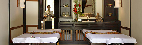 A treatment room at the Spa Village Resort Tembok Bali in Indonesia